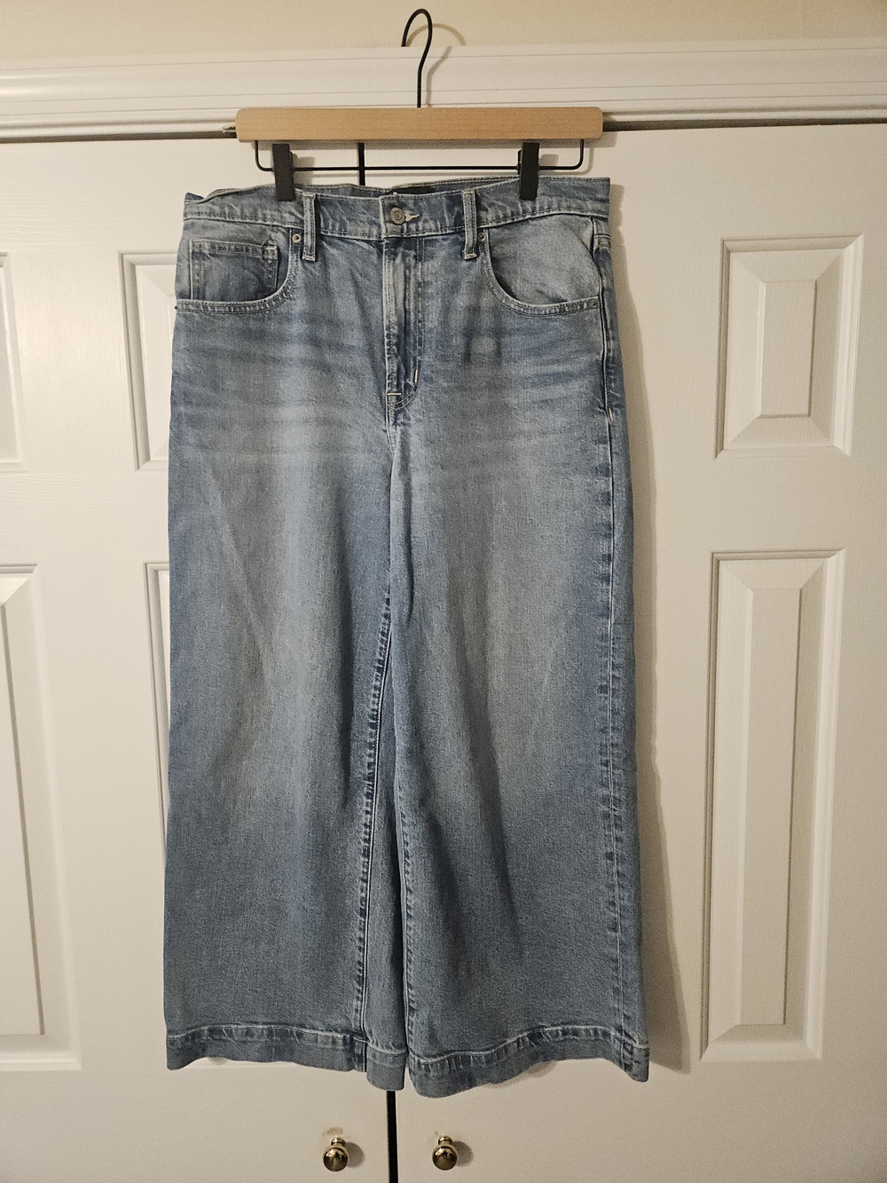 Womens GAP High Rise Wide-Leg Croppoed Jeans Lot 2 Dark Wash/Washed Size 12/31R. - Picture 7 of 16